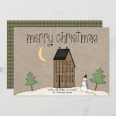 メリークリスマス素朴カントリーホリデーカード シーズンカード (正面/裏面)