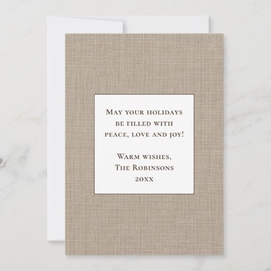 メリークリスマス素朴カントリーBurlapプリント写真 シーズンカード (裏面)