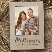 メリークリスマス素朴カントリーBurlapプリント写真 シーズンカード