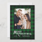 メリークリスマス素朴グリーンバッファロープレイド写真 シーズンカード (正面)