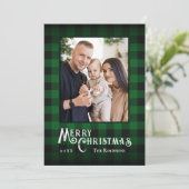 メリークリスマス素朴グリーンバッファロープレイド写真 シーズンカード (スタンド正面)