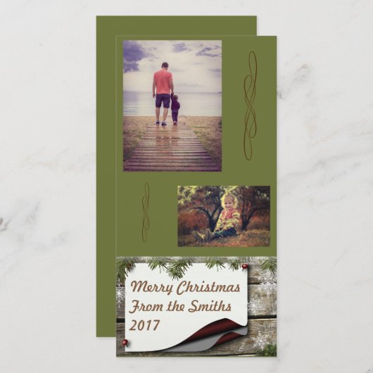 メリークリスマス素朴グリーンパインブリューズ シーズンカード (正面/裏面)