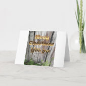 メリークリスマス素朴グレー木製フェンス シーズンカード (裏面)