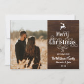 メリークリスマス素朴タイポグラフィウッド写真 シーズンカード (正面)