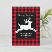 メリークリスマス素朴トナカイ赤バッファローチェック シーズンカード (スタンド正面)