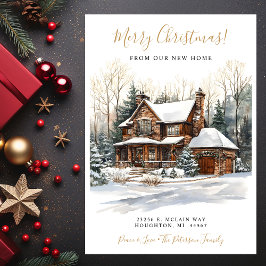 メリークリスマス素朴ニューホームムービング 案内状