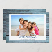 メリークリスマス素朴ビーチウッド写真 シーズンカード (正面/裏面)