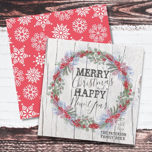 メリークリスマス素朴ファームハウスリースホリデーカ シーズンカード