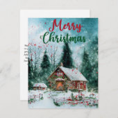メリークリスマス素朴フェスティバルレッドホーム シーズンカード (正面/裏面)