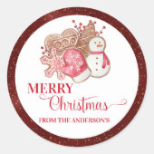 メリークリスマス素朴ホリデージンジャーブレッドCookie ラウンドシール (正面)