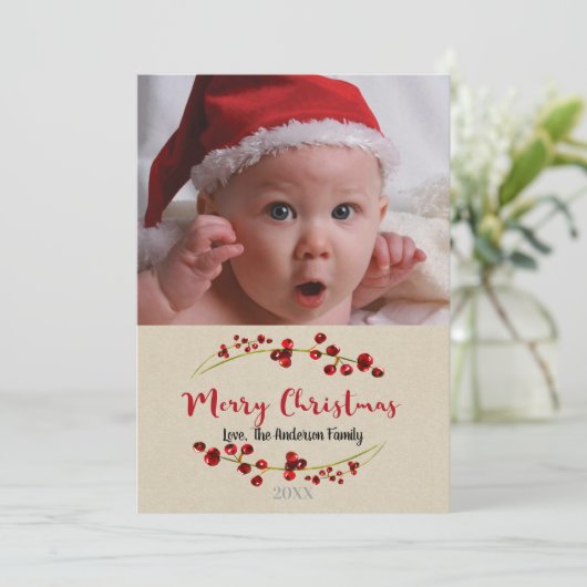 メリークリスマス素朴ホリデーフォト写真 シーズンカード (スタンド正面)