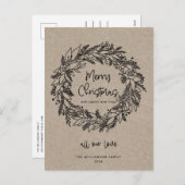 メリークリスマス素朴ホリデーリースクラフトカード シーズンポストカード (正面/裏面)