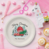 メリークリスマス素朴レッドトラックファームハウスラウンド ペーパープレート (パーティー)