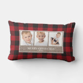 メリークリスマス素朴レッドバッファロープレイド3枚の写真 ランバークッション (裏面)