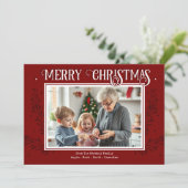 メリークリスマス素朴レッドファミリーフォトホリデーCa シーズンカード (スタンド正面)