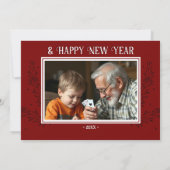 メリークリスマス素朴レッドファミリーフォトホリデーCa シーズンカード (裏面)