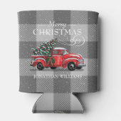メリークリスマス素朴ヴィンテージトラックモノグラム名 缶クーラー (裏面)