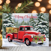 メリークリスマス素朴ヴィンテージレッドトラック シーズンカード