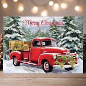 メリークリスマス素朴ヴィンテージレッドトラック シーズンカード