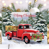 メリークリスマス素朴ヴィンテージレッドトラック シーズンカード