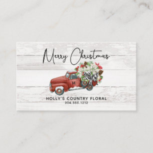 メリークリスマス素朴ヴィンテージレッドトラック 名刺
