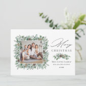 メリークリスマス素朴冬の緑の写真 シーズンカード (スタンド正面)
