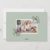 メリークリスマス素朴冬の緑の写真 シーズンカード (裏面)