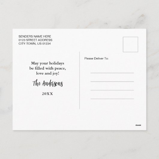 メリークリスマス素朴水カラー格言ファミリー シーズンポストカード (裏面)