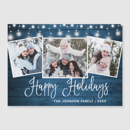 メリークリスマス素朴3フォト磁気カード (正面)