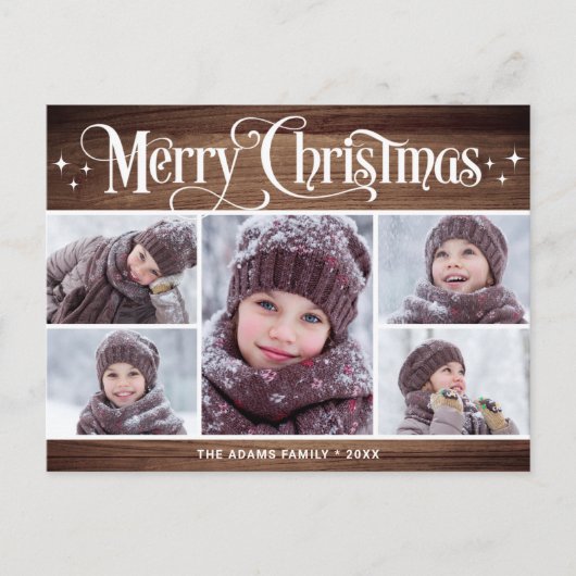 メリークリスマス素朴5 PHOTOグリーティングホリデー ポストカード (正面)