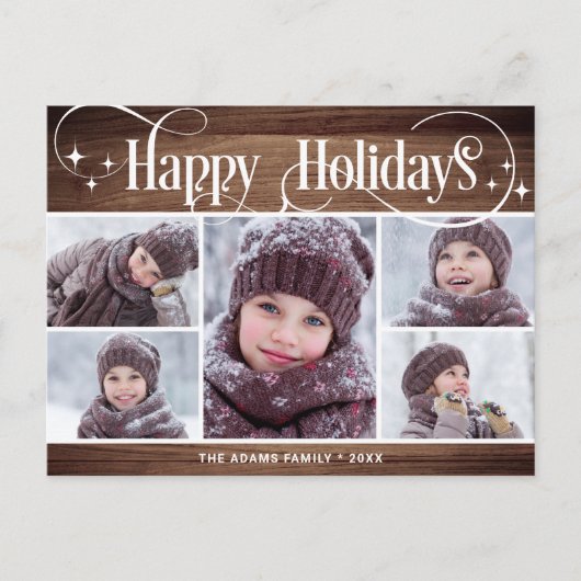 メリークリスマス素朴5 PHOTOグリーティングホリデー ポストカード (正面)