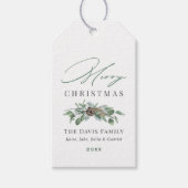 メリークリスマス素朴・ウィンター・グリーナリー一家 ギフトタグ (正面)