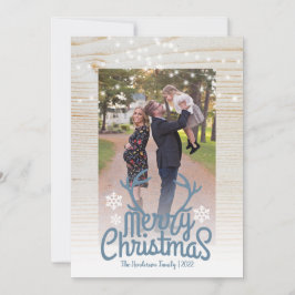 メリークリスマス素朴〔雄ジカの〕枝角フォトストリングライト シーズンカード