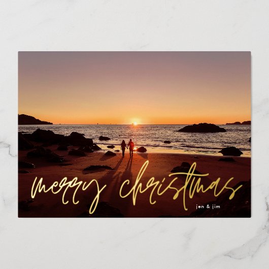 メリークリスマス結婚金ゴールドの発表写真 箔シーズンカード (正面)