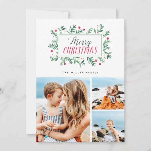 メリークリスマス絵を描ボタニカル3枚 シーズンカード (正面)