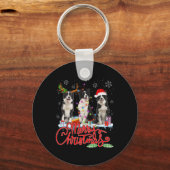 メリークリスマス縁どコリーサンタトナディアライト キーホルダー (正面)