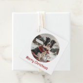 メリークリスマス縁どコリードッグ雪だるま フェイバータグ (インサイチュ)