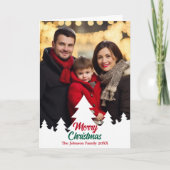 メリークリスマス縁ど木家族の写真を折り畳み シーズンカード (正面)