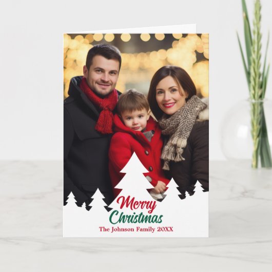 メリークリスマス縁ど木家族の写真を折り畳み シーズンカード (正面)