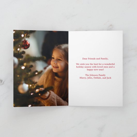 メリークリスマス縁ど木家族の写真を折り畳み シーズンカード (内部)