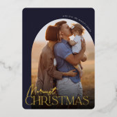 メリークリスマス縦写真アーチ 箔シーズンカード (正面)