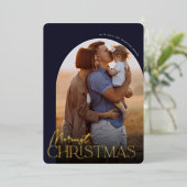 メリークリスマス縦写真アーチ 箔シーズンカード (立ち正面)