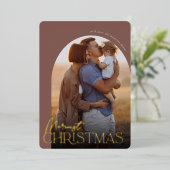 メリークリスマス縦写真アーチ 箔シーズンカード (立ち正面)