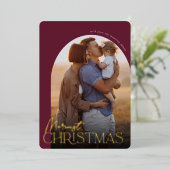 メリークリスマス縦写真アーチ 箔シーズンカード (立ち正面)