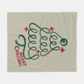 メリークリスマス聴診器CNA医療従事者 フリースブランケット (正面(横))