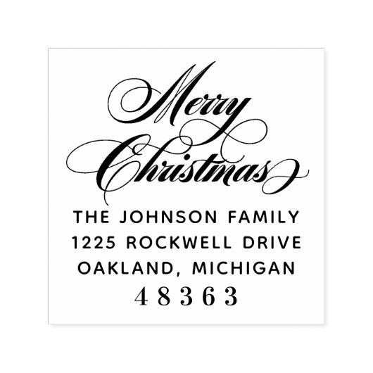メリークリスマス花開きスクリプト差出人住所 セルフインキングスタンプ (デザイン)