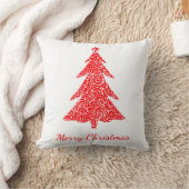 メリークリスマス芸術的、赤い渦巻き木、星付き クッション (ブランケット)