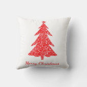 メリークリスマス芸術的、赤い渦巻き木、星付き クッション (裏面)