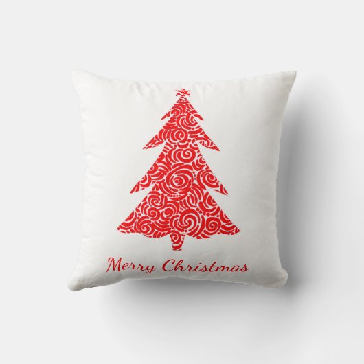 メリークリスマス芸術的、赤い渦巻き木、星付き クッション (裏面)