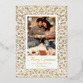 メリークリスマス華美フローラ写真 箔シーズンカード (正面)